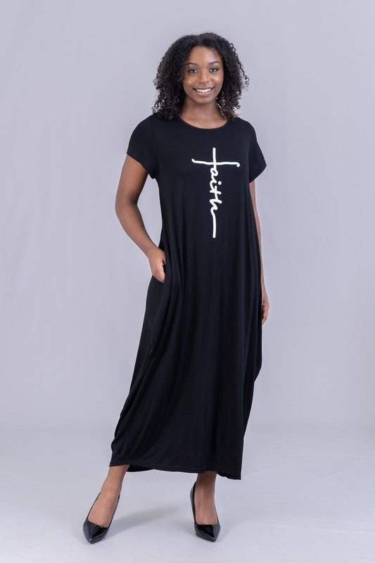LD {Stand in Faith} Black "Faith" Knit Maxi Dress PLUS SIZE 3X
