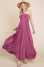 LD {Expressing Yourself} Dk Mauve Halter Maxi Dress PLUS SIZE XL 2X 3X