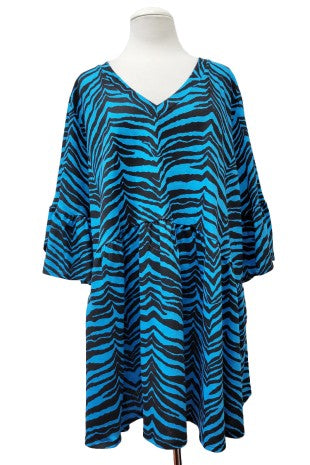 100 PSS {Stand Tall} Blue Black Zebra Stripe Top EXTENDED PLUS SIZE 3X 4X 5X