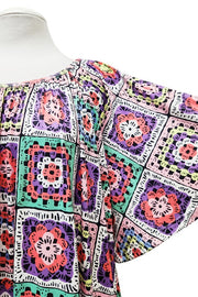 100 PSS {Cue The Charm} Pink Multi Crochet Print Top EXTENDED PLUS SIZE 2X 3X 4X  TRUE TO SIZE!!