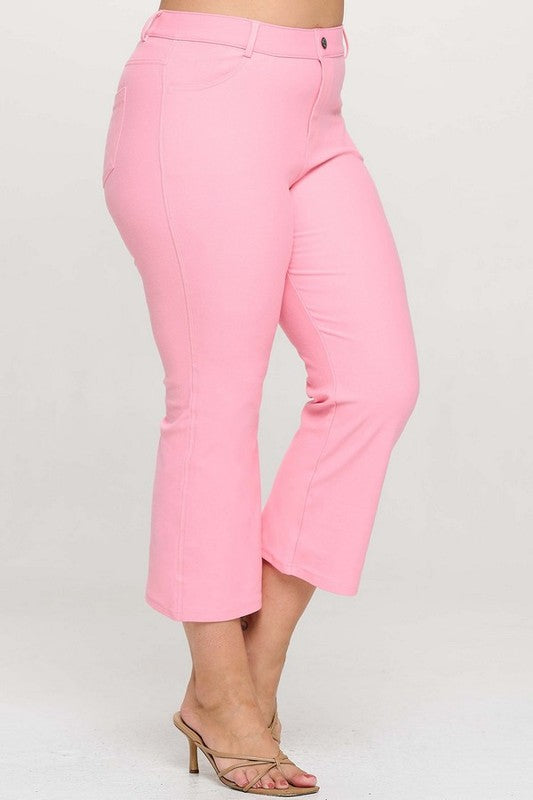 BT {A Little Flare} Pink Straight Leg Crop Pants PLUS SIZE XL 2X 3X