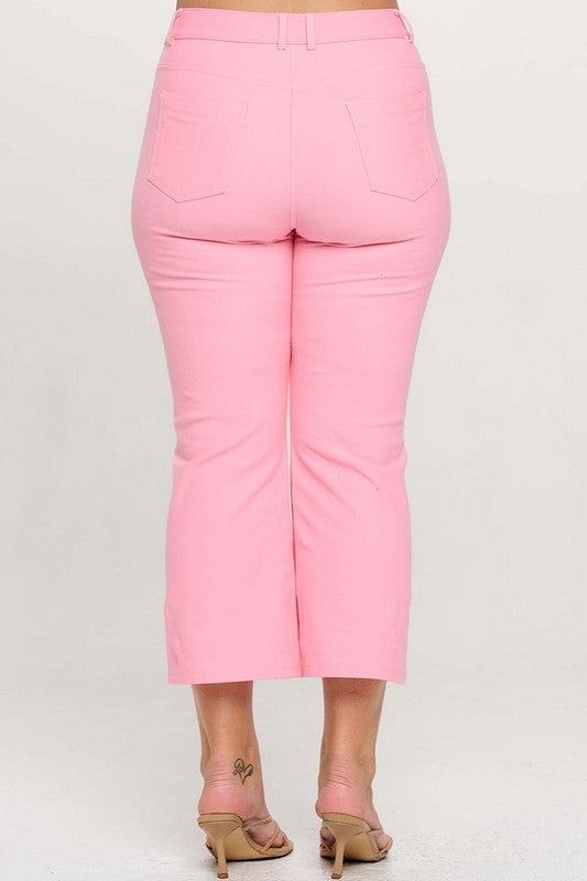 BT {A Little Flare} Pink Straight Leg Crop Pants PLUS SIZE XL 2X 3X