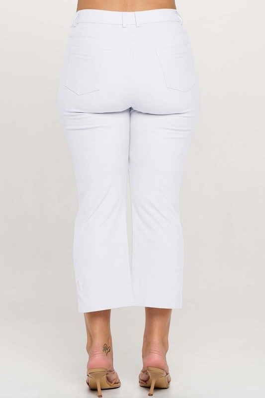 BT {A Little Flare} White Straight Leg Crop Pants PLUS SIZE XL 2X 3X