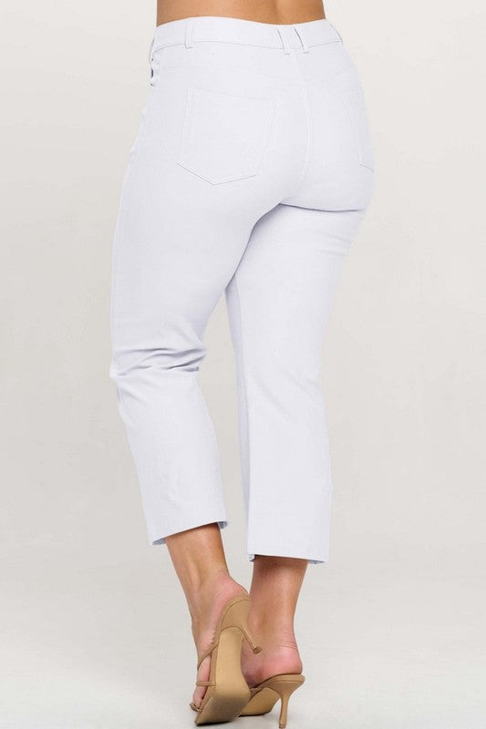 BT {A Little Flare} White Straight Leg Crop Pants PLUS SIZE XL 2X 3X