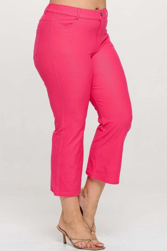 BT {A Little Flare} Fuchsia Straight Leg Crop Pants PLUS SIZE XL 2X 3X