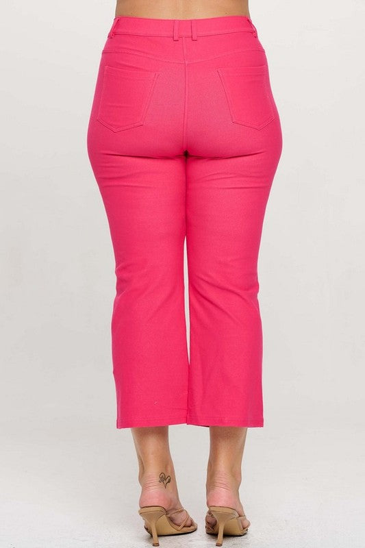 BT {A Little Flare} Fuchsia Straight Leg Crop Pants PLUS SIZE XL 2X 3X