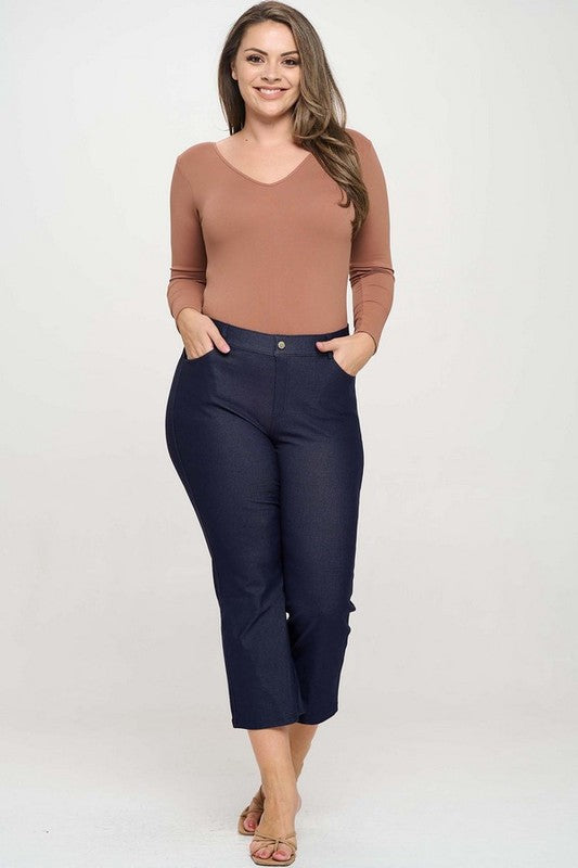 BT {A Little Flare} Navy Straight Leg Crop Pants PLUS SIZE XL 2X 3X