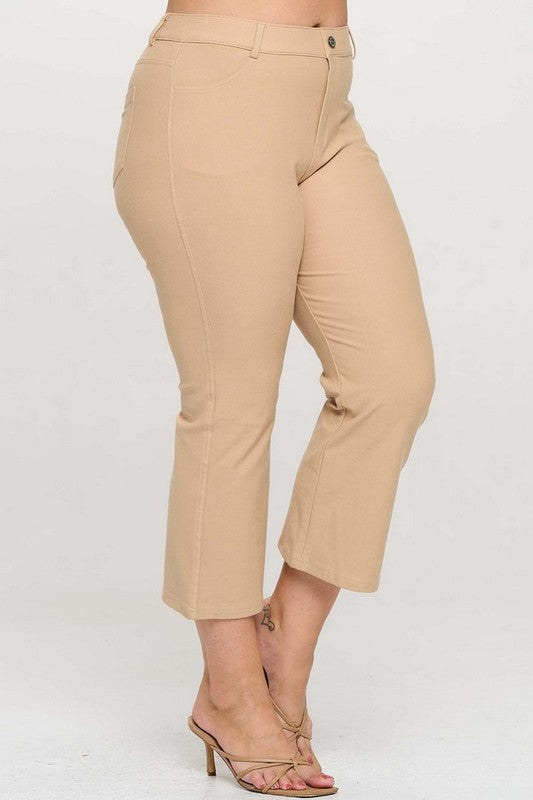 BT {A Little Flare} Camel Straight Leg Crop Pants PLUS SIZE XL 2X 3X