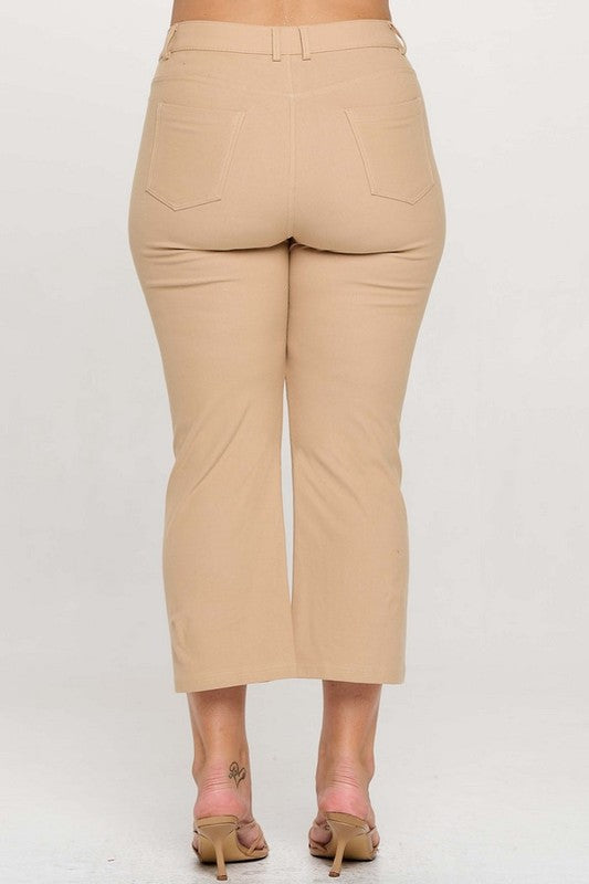 BT {A Little Flare} Camel Straight Leg Crop Pants PLUS SIZE XL 2X 3X