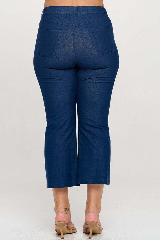 BT {A Little Flare} Denim Blue Straight Leg Crop Pants PLUS SIZE XL 2X 3X