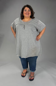 47 SSS {Leading The Way} Grey Pink Short Sleeve T-Shirt Dress EXTENDED PLUS SIZE 3X 4X 5X 6X