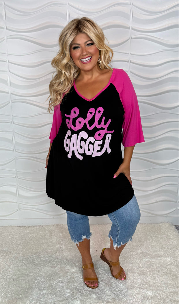 17 GT {Lolly Gagger} Black/Fuchsia Graphic Tee CURVY BRAND!!!!  EXTENDED PLUS SIZE XL 2X 3X 4X 5X 6X (May Size Down 1 Size)