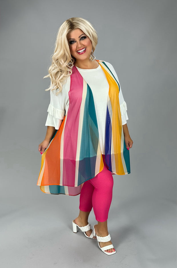 76 OT-A {Untamed} Multi-Color Striped Vest  SALE!! PLUS SIZE 1X/2X 2X/3X