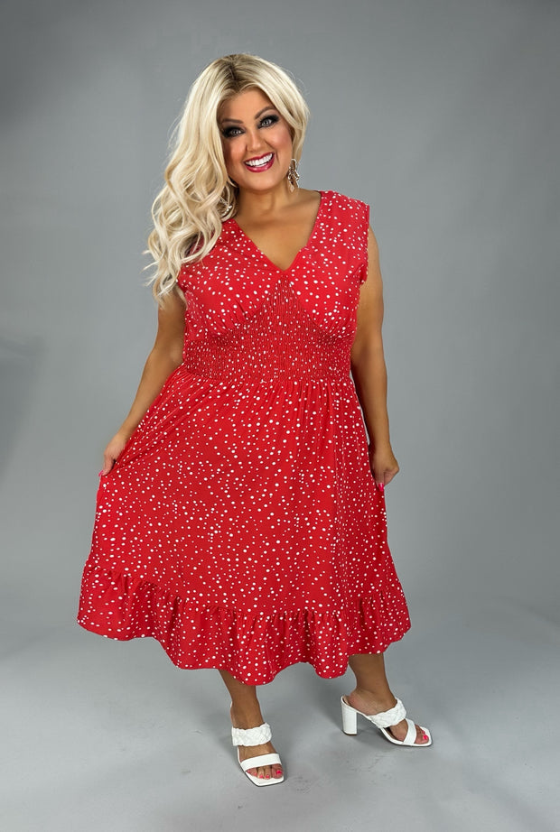 SV {Dance With Me} Red Smocked Polka Dot Dress CW  EXTENDED PLUS SIZE 2X 4X