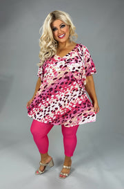 100 PSS {Up To You} Pink Leopard Flutter Sleeve Top EXTENDED PLUS SIZE 4X 5X 6X