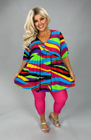 100 PSS {Feels Like Forever} Multi Color Print Babydoll Top EXTENDED PLUS SIZE 3X 4X 5X