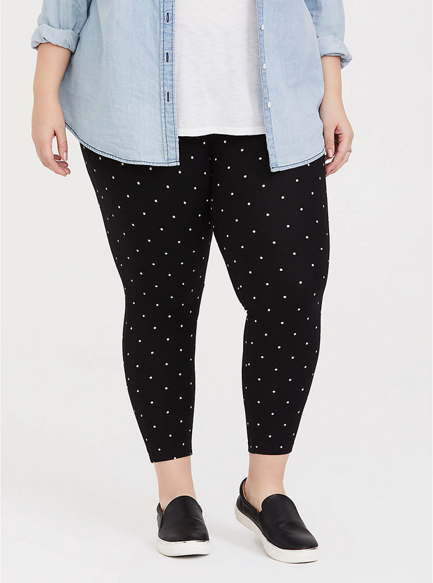 LEG-18 {Dots Galore} Black/White Polka Dot Capri Leggings EXTENDED PLUS SIZE 3X/5X