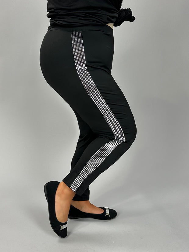 BT-A {Boastful Nature} Black Pants w/Silver Embellishment  CW PLUS SIZE 2X 3X