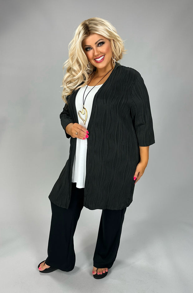 52 OT {A Different View} Black Ribbed Cardigan CW PLUS SIZE 3X