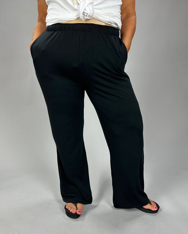 BT-Y {Come Back Later} Black Drawstring Lounge Pants PLUS SIZE 1X 2X 3X