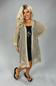 SWIM {Sands Of Time} Beige Knit Open Front Swim Cover CW EXTENDED PLUS SIZE 5X
