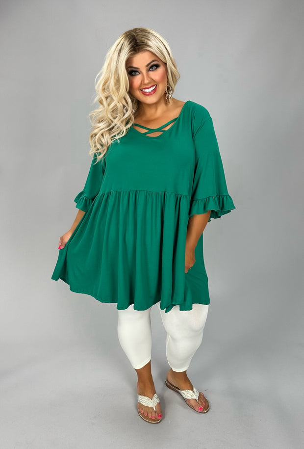 100 SSS {There Is Hope} Kelly Green Cross Neck Tunic EXTENDED PLUS SIZE 3X 4X 5X