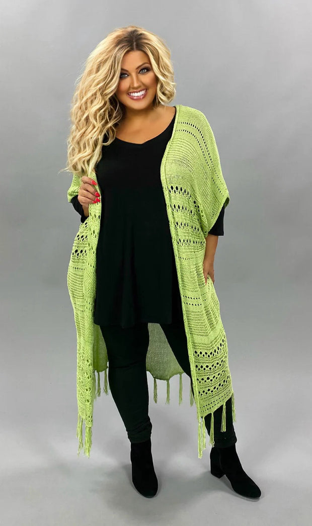 OT-D (Sage Advice} Lt. Green Sweater With Fringe Detail & Back Lace Insert PLUS SIZE 1X 2X 3X