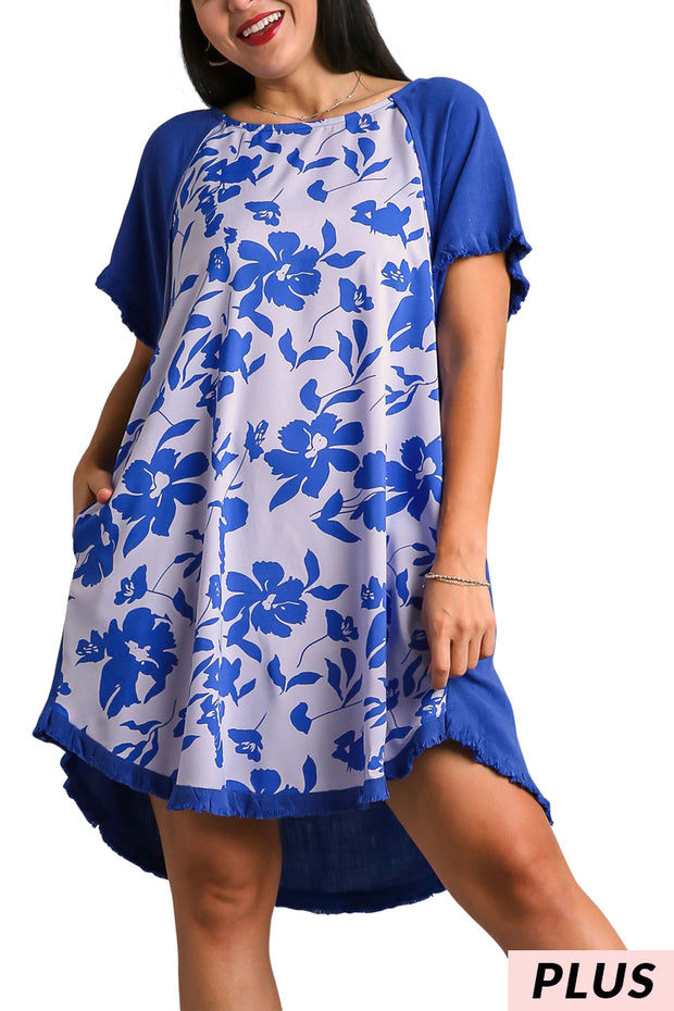 32 CP {Country Retreat} Umgee Royal Blue  Floral Dress PLUS SIZE XL 1X 2X