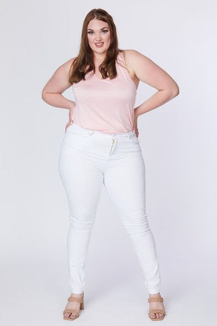 LEG-36 {VINS Me Jeans} White Stretch Denim Jeans  PLUS SIZE 14 16 18 20 22 24