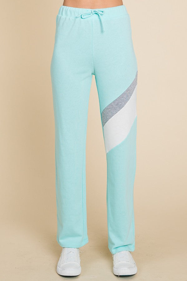 BT-R {A Better Feeling} Mint Color Block Strip Sweatpants PLUS SIZE 1X 2X 3X