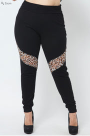 SALE!! BT-C {Little Bit Of Wild} VOCAL Black Leggings w/Leopard Lace PLUS SIZE 1X 2X 3X