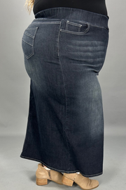 LEG-79 {Be Girl} Black Wash Stretch Denim Maxi Skirt EXTENDED PLUS SIZE 4X 5X