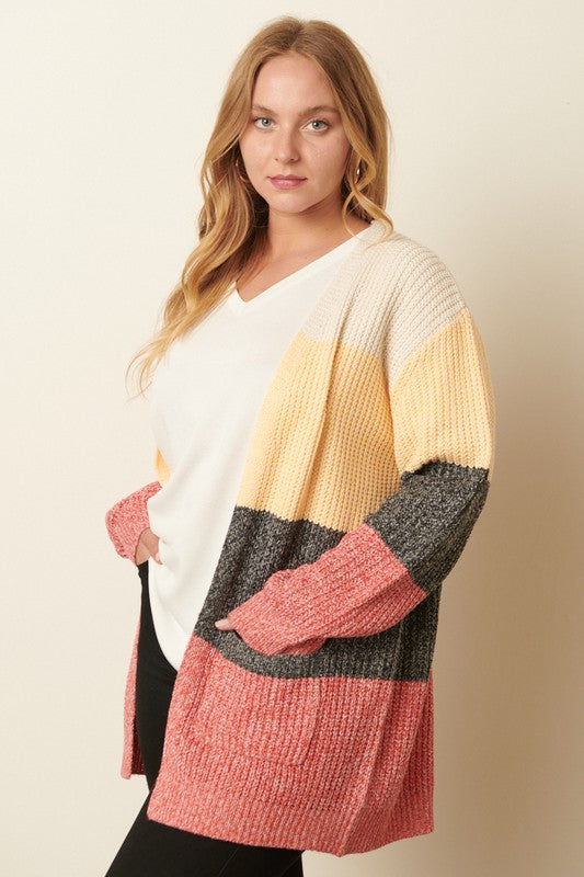32 OT  {Chilly Winds} Red Combo Sweater w/Pockets PLUS SIZE XL 1X 2X