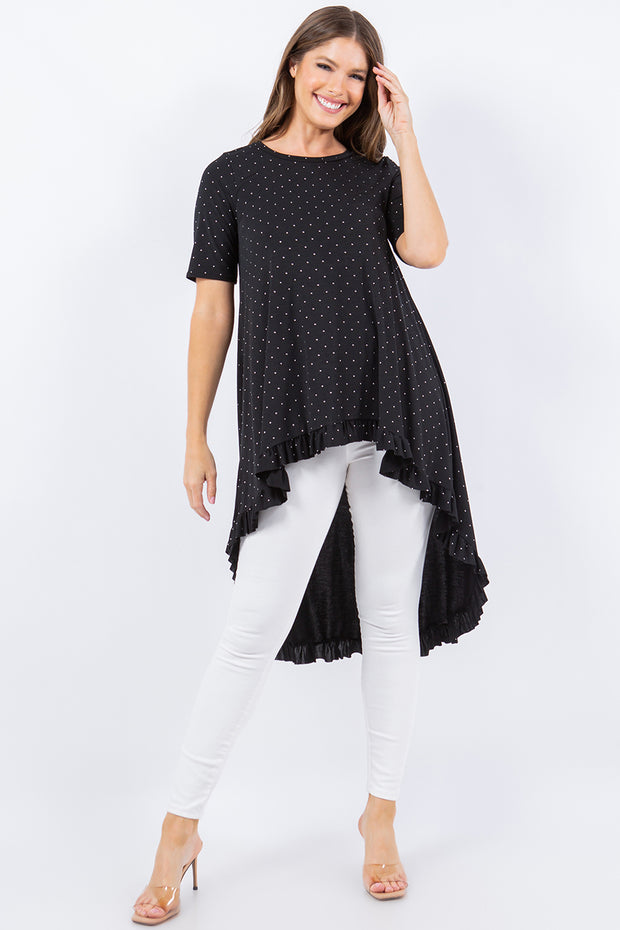 14 SD {Something To Celebrate} Black Hi/Low Tunic w/Studs PLUS SIZE 1X 2X 3X