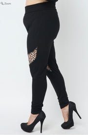 SALE!! BT-C {Little Bit Of Wild} VOCAL Black Leggings w/Leopard Lace PLUS SIZE 1X 2X 3X