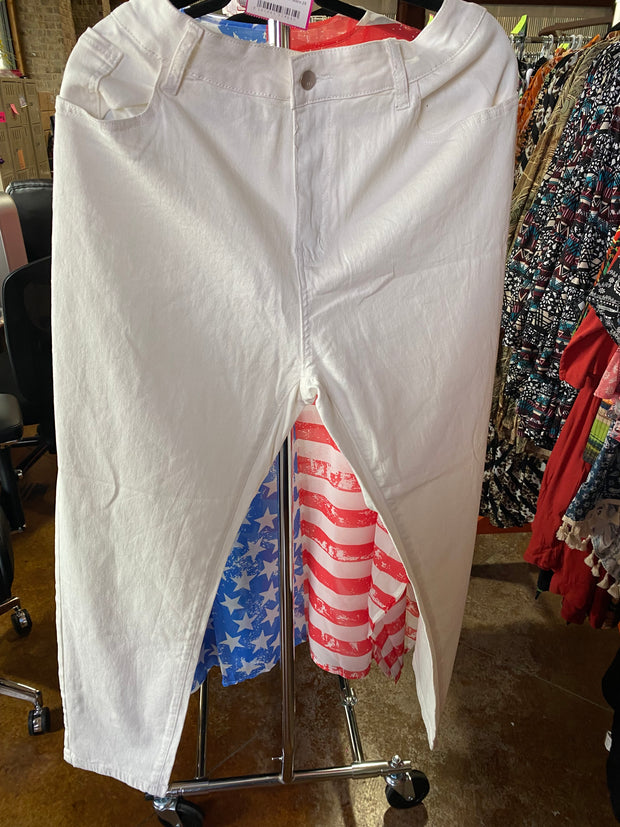 BT {Walking Proud} Ivory Stretch Jeans CW PLUS SIZE 2X 4X