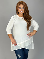 SQ-G (Sophisticated Girl) CREAM With Sheer Detail  PLUS SIZE 1X 2X 3X