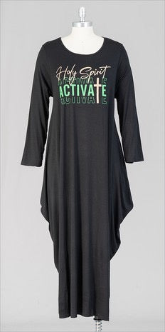 LD-I  {Holy Spirit Activate} Black Graphic Maxi Bubble Dress PLUS SIZE XL