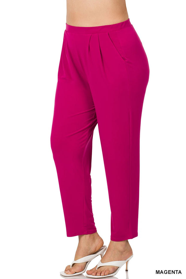 LEG-86 {Strong Finish} Magenta Pleated Dress Pants w/Pockets PLUS SIZE 1X 2X 3X