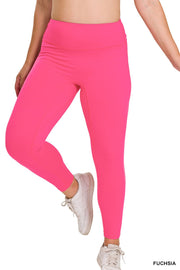 LEG-30 {No Slowing Down} Fuchsia Full Length Leggings PLUS SIZE 1X 2X 3X