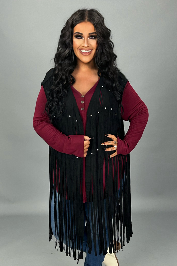 11 OT {A True Mystery} VOCAL Black Cut Out Fringe Vest PLUS SIZE XL 2X 3X