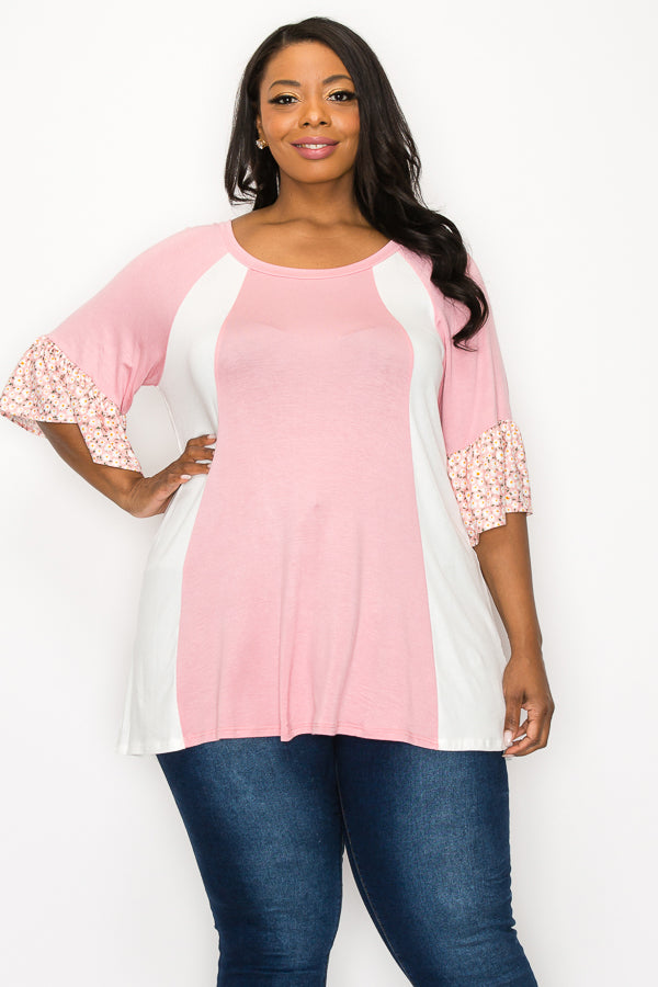 39 CP {Looking For Daisies} Blush Ivory Floral Sleeve Tunic EXTENDED PLUS SIZE 4X 5X 6X