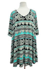 31 PSS {Devoted To Paisley} Mint  Paisley Print V-Neck Tunic PLUS SIZE XL 2X 3X