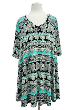 31 PSS {Devoted To Paisley} Mint  Paisley Print V-Neck Tunic PLUS SIZE XL 2X 3X