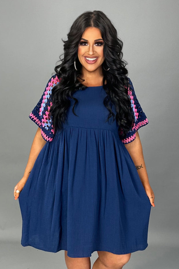 47 CP-Z {Channel Confidence} Umgee  Navy Crochet Dress PLUS SIZE XL 1X 2X