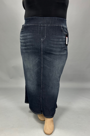 LEG-79 {Be Girl} Black Wash Stretch Denim Maxi Skirt EXTENDED PLUS SIZE 4X 5X