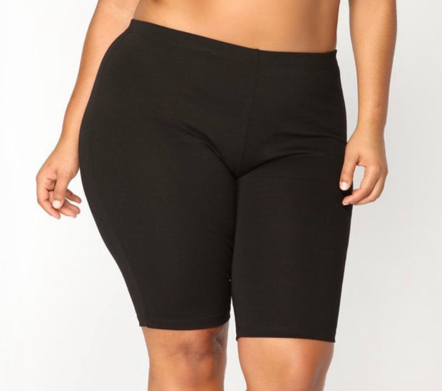 LEG-45 {Daily Steps} Black Biker Shorts PLUS SIZE 1X 2X 3X