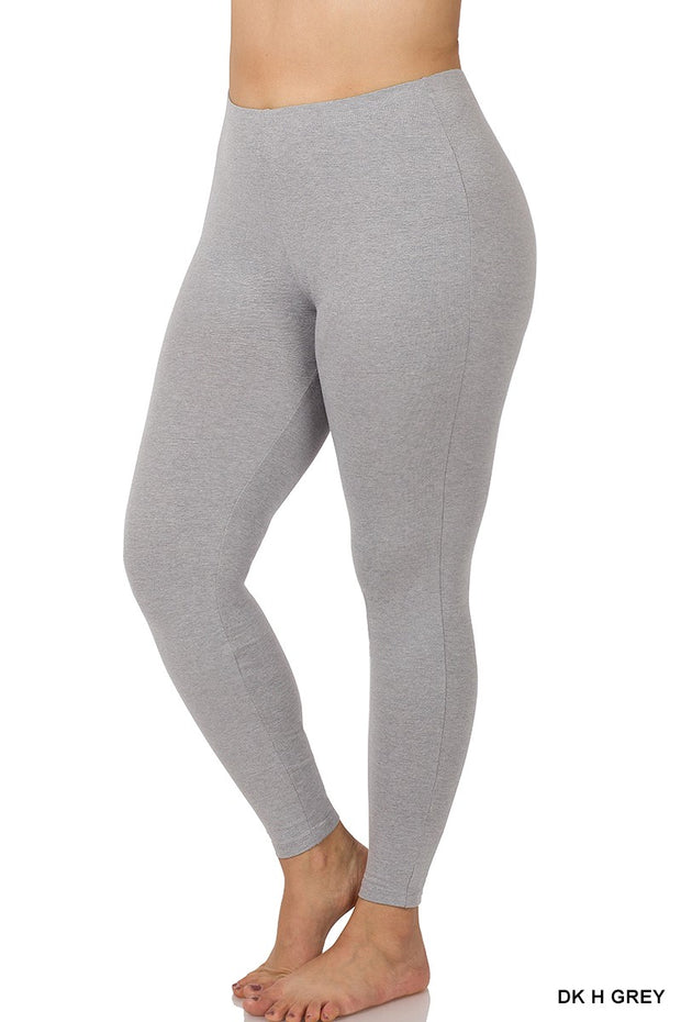 LEG-34 {Against All Odds} Dk. Heather Grey Full Length Leggings PLUS SIZE 1X 2X 3X