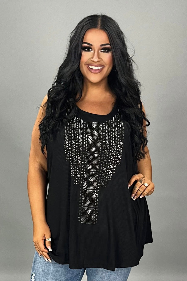 39  SV {After Everything} VOCAL Black Ribbed Top w/Studs PLUS SIZE XL 2X 3X