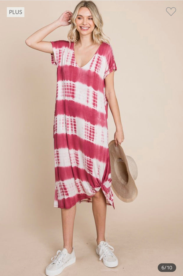 LD-Z {Secret Place} Mauve  Bamboo Tie-Dye Dress PLUS SIZE 1X 2X 3X